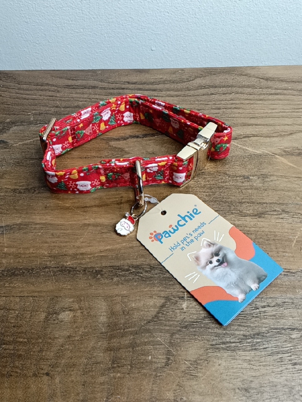 Pawchie Festive Red ♥️ Dog 🐶 Collar with Charm Size Small